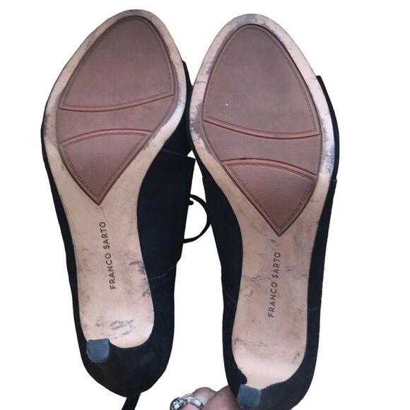 Franco Sarto black suede lace up 4” stiletto open toe size 10M - Picture 8 of 13